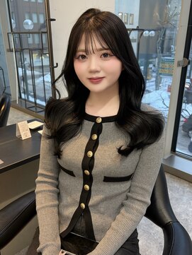 スティル カラン(STILL calin) 韓国ヘアロングレイヤーカットミルクティーベージュ前髪カット