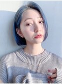 アイスブルーボブ_エアリーミディショートパーマ_38333