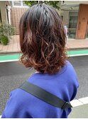 甘辛ニュアンスパーマチェリーピンクカラー
