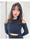 好感度抜群!ワンカールミディアム×シースルーバング