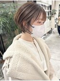 大人かわいい丸みショートボブ耳かけ20代30代40代