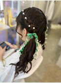 推し活 ライブ イベント 量産型 編み込みツインテール×リボン