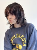 ウルフヘア　パーマスタイル　ウルフボブ　前髪パーマ