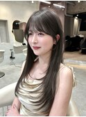 韓国 顔まわりカット レイヤー 大宮 オリーブベージュ