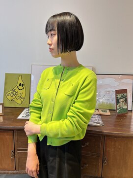 ヘアーアイストゥーレ(HAIR ICI TRE) ボブミニボブワンレンボブリップラインボブオリーブカラー