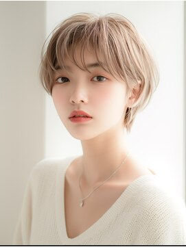 キャロル(CAROL) 耳掛けショートボブ&ピンクベージュ