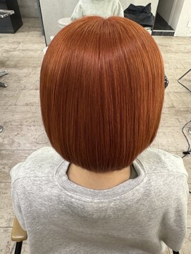 アジールヘア 所沢プロペ通り店(agir hair) ハイトーンボブコーラルオレンジ初カラー