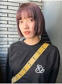 ショート ボブ ラベンダーブラウン 髪質改善 前髪カット 20代