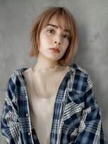 ギークス(GEEKS)&nbsp;【GEEKS渋谷】小顔/ハイトーンボブ/オレンジベージュ/秋冬カラー