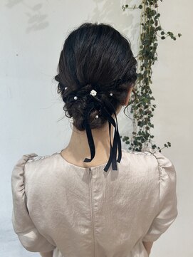 ゼスト 中野店(ZEST) 【ZEST中野/Hikaru】ふわふわシニヨンアレンジ＋黒リボン