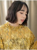 ダークアッシュブラウン切りっぱなしくびれボブX川口20代30代