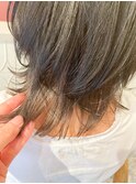 #ボブ#カーキグレージュ#大人かわいい#フェザーバング