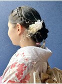 編み込みシニヨンヘア　辻堂