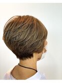 50代/60代/ショートボブ/ショート/白髪ぼかし/グレー/大人