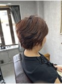ショートレイヤー×ピンクブラウン/大人めショートレイヤー