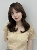 韓国ヘア/前髪カット/レイヤーカット/ベージュ/ミディアム