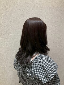 アクセ クセ毛風パーマ＊ミディアムレイヤー＊アッシュブラック