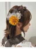 浴衣　花火　ヘアセット　編み込み　ミディアム　へアメ　大阪