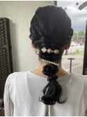 編みおろしアレンジ/セミロング/結婚式アレンジ