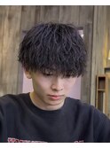 縦落ちツイストスパイラルマッシュショート無造作パーマ刈り上げ