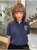 レイヤーウルフカットケアブリーチハイトーンブラウンカラー