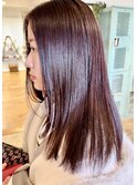 ピンクブラウン×レイヤーカット