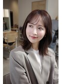 顔周りレイヤーカットくびれヘアミルクティーベージュカラー韓国