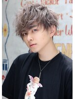 ネイビー(NAVY)&nbsp;ハイトーンダブルカラー ブリーチ シルバーグレージュ 夏色