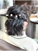 編み込みハーフアップ