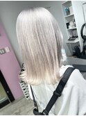 ホワイトベージュ/ロブ/シルキー/ケアブリーチ/外ハネ