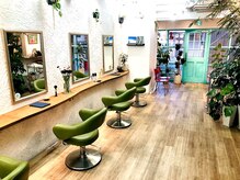 ヘイズ ヘアアンドメイク(HAYS HAIR&MAKE)の雰囲気（白と緑を基調に店内には沢山の観葉植物が癒しを与えてくれます。）