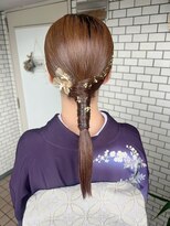フェリーチェ(Felice)&nbsp;タイトポニー　着物ヘア　訪問着　着付け　結婚式ヘア　金箔