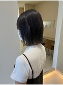 切りっぱなしボブ/暗髪カラー/グレージュ/透明感カラー