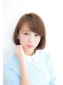 流す前髪をフィットさせたタンバルモリ　　韓国ボブ／内巻きボブ