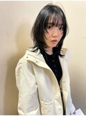 【shaggy layer】軽めウルフ/ミディアムレイヤー/ブルーブラック