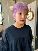 テトヘアー(teto hair) シャギー前髪マッシュショートピンクカラーブリーチ