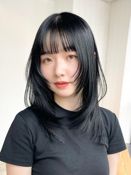 アルバム 池袋(ALBUM) ボブルフ黒髪ウルフレイヤーロング_ba474343