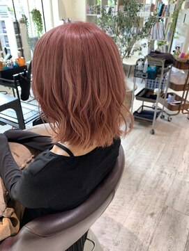 リアン 大森店(Rian) ピンクベージュ×20代ゆる巻き切りっぱなしボブ