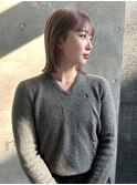くすみピンクカラー・肩ではねるセット簡単スタイル
