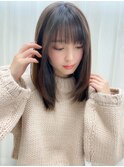 美髪ストレートワンカールサイドバングシースルー前髪