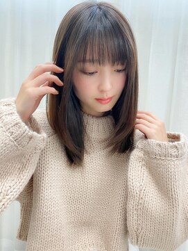 フレームプラス 天王寺あべの店(FRAME+) 美髪ストレートワンカールサイドバングシースルー前髪