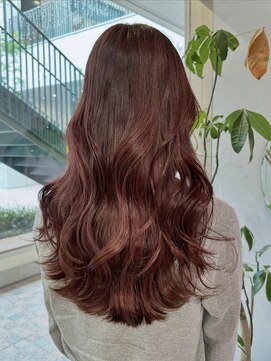 ブリーチなし暖色系◎艶感ピンクラベンダーで大人可愛い