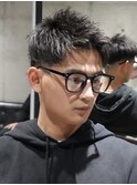 MEN’S/アップバングショート×フェード/黒髪/短髪