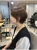 丸みショート×シアーベージュ×赤みなしカラー×柔らか質感