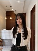 韓国風レイヤーカットブリーチダブルカラー前髪