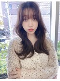 顔まわりレイヤー/韓国ヘア/レイヤーカット/ショコラアッシュ