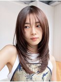 ロングレイヤーエモージュ美髪カーキベージュ_ba484822