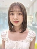 ミディアム/シースルーバング/フェイスレイヤー/ベージュ