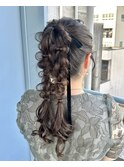 編み下ろしツインポニー