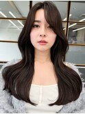 アッシュグレージュ 大人ロング 後れ毛 20代30代40
